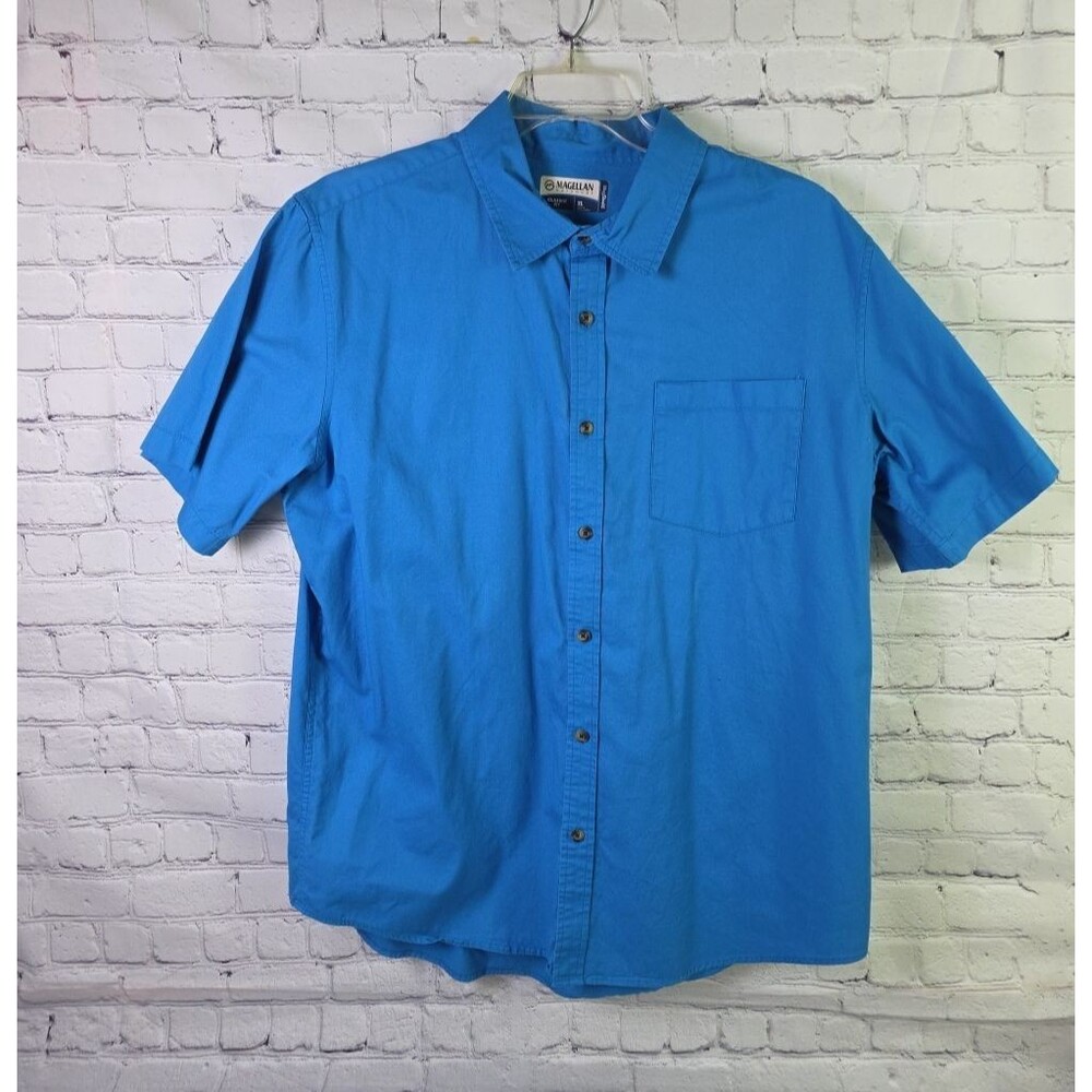 Magellan Men's XL Blue Classic Fit MagShield Short Sleeve Fishing Shirt
